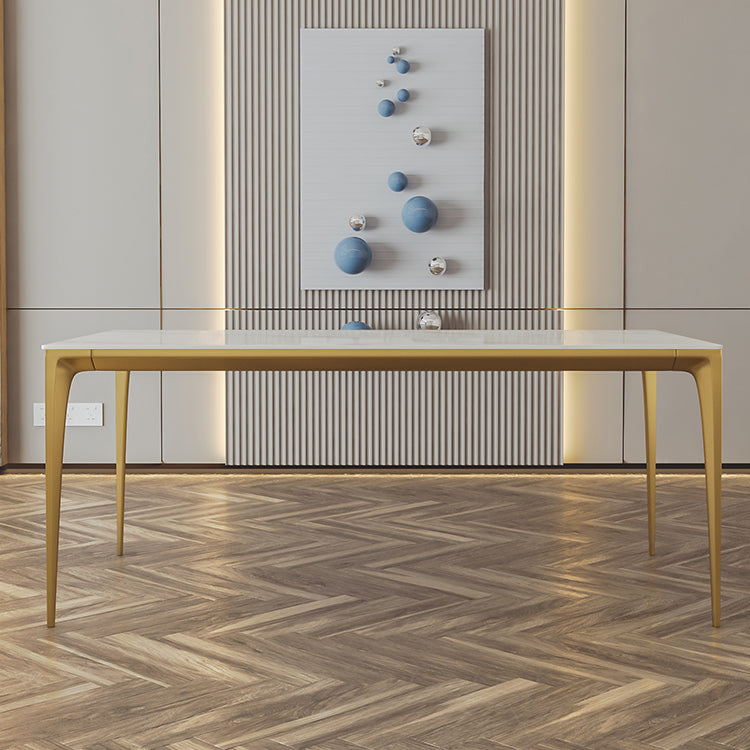 Mesa de comedor de piedra sinterizada Estilo de lujo 4 patas Mesa de rectángulo base para comedor