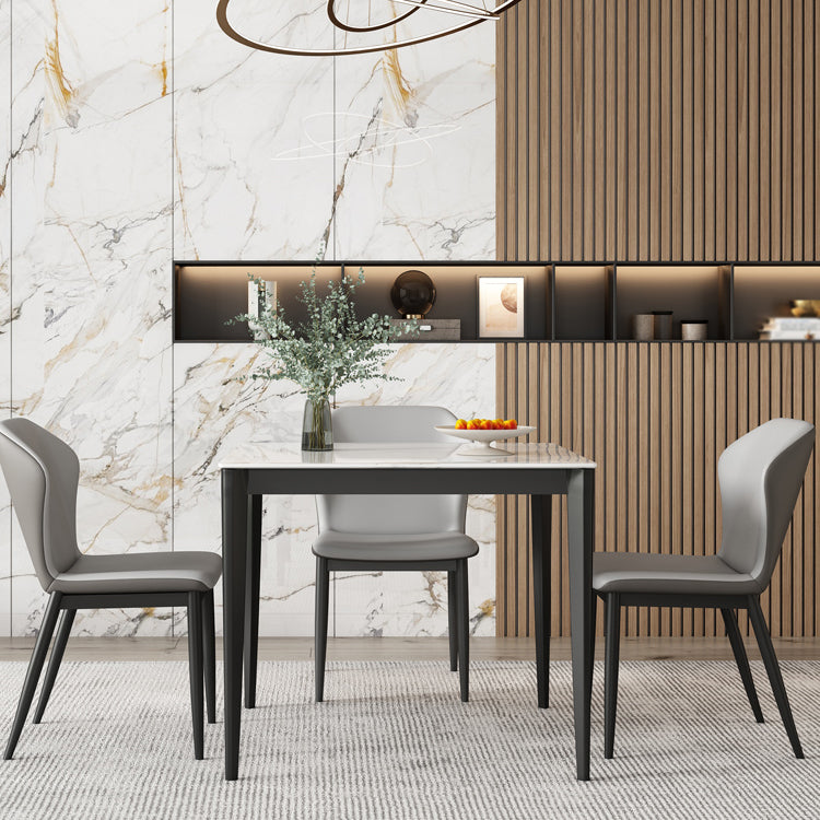 Sintered Stone Esstisch Industrial Style 4 Beine Basis Quadratisch für Esszimmer