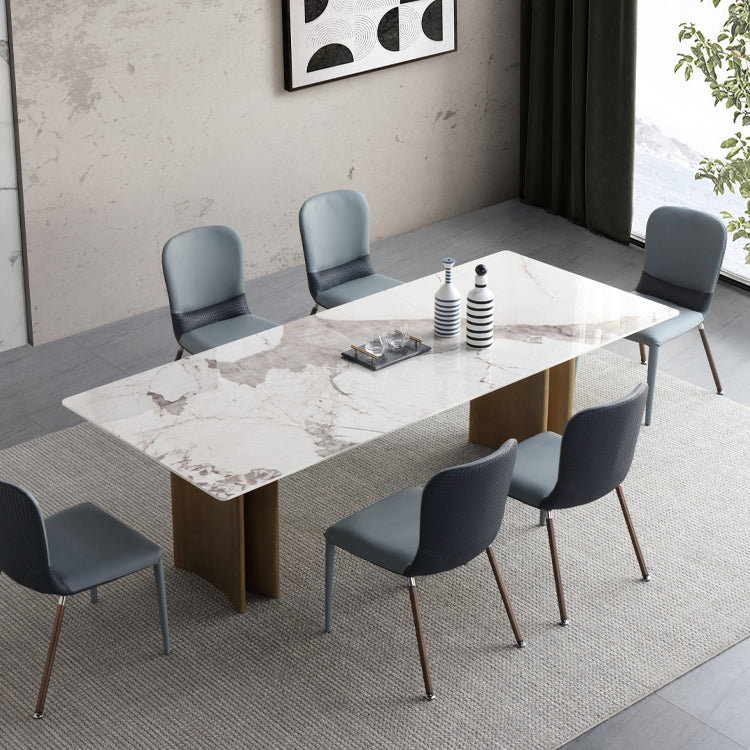 Table à manger en pierre frittée, Table de luxe à Double piédestal pour la maison