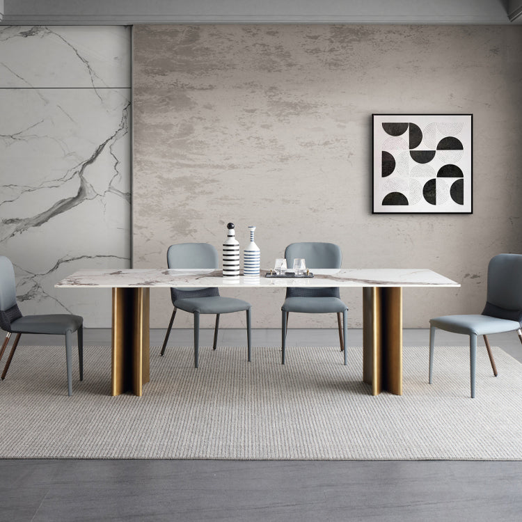 Table à manger en pierre frittée, Table de luxe à Double piédestal pour la maison