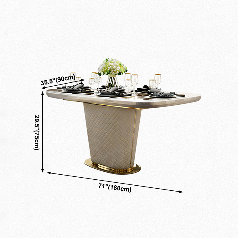 Glam Marble Rectangle Shape Dining Table Standard Kitchen Dining Table with Pedestal Base