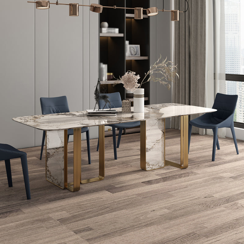 Glam Gesinterde Steengrijze Eettafel Standaard Rechthoekige Eettafel voor Keuken