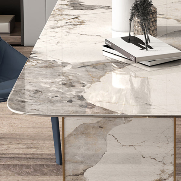 Glam Gesinterde Steengrijze Eettafel Standaard Rechthoekige Eettafel voor Keuken