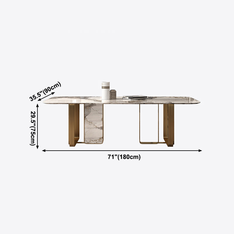 Glam Gesinterde Steengrijze Eettafel Standaard Rechthoekige Eettafel voor Keuken