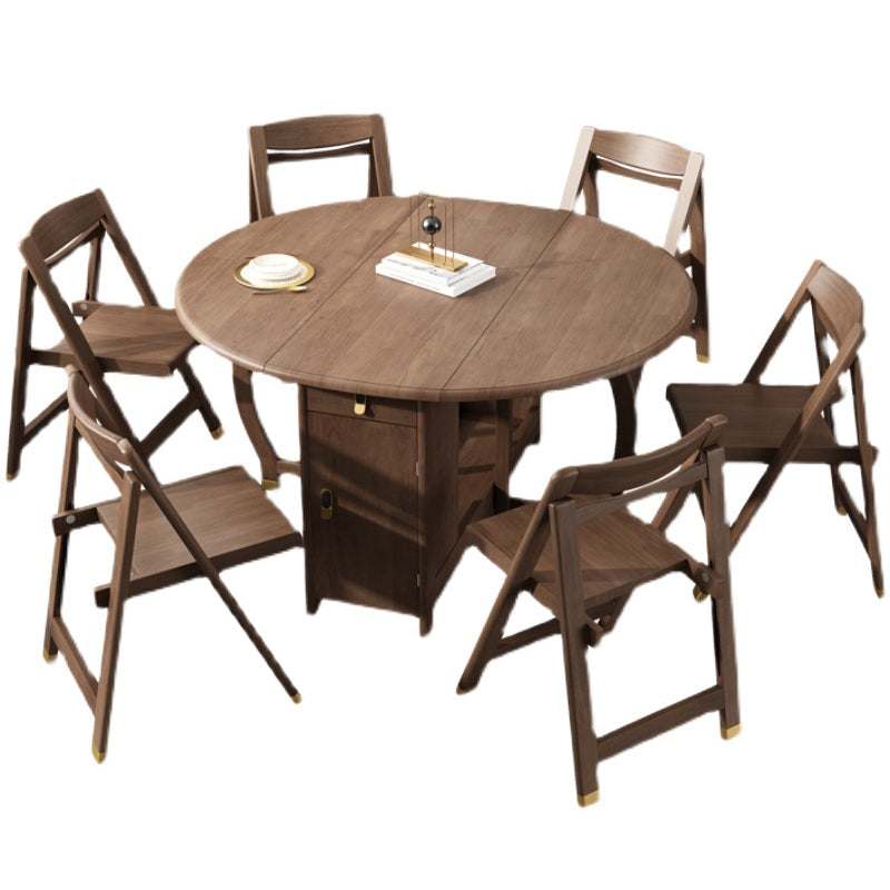 Modern Modern Eetting Table Round Solid Wood Brown Eetting Tafel uit het midden van de eeuw voor thuisgebruik