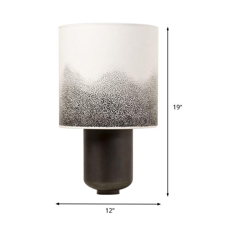 Tissu baril Table Light Contemporary 1 Bulbe Black Task Lighting avec base métallique
