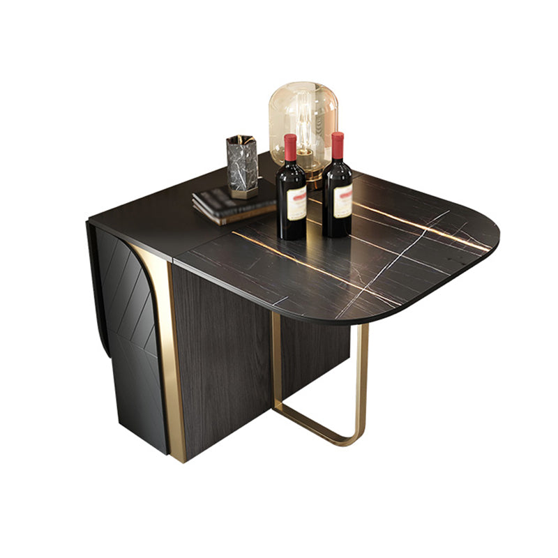 Moderne stijl rechthoek eettafel drop-blad 62 "tafel met metalen basis voor huisgebruik
