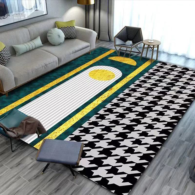 Luxe Houndstooth Print Rug Polyester Area Tapijt niet-slip achteruitgang binnen tapijt voor woonkamer