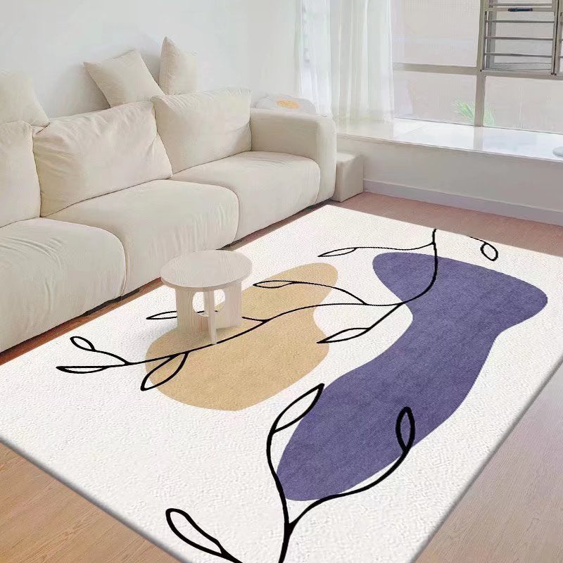 Pink Noordse vloerkleed Polyester Kleurblok Teken Resistent Tapijt voor salon