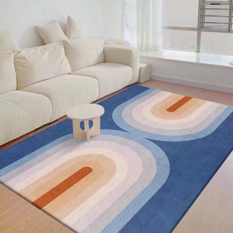 Pink Noordse vloerkleed Polyester Kleurblok Teken Resistent Tapijt voor salon