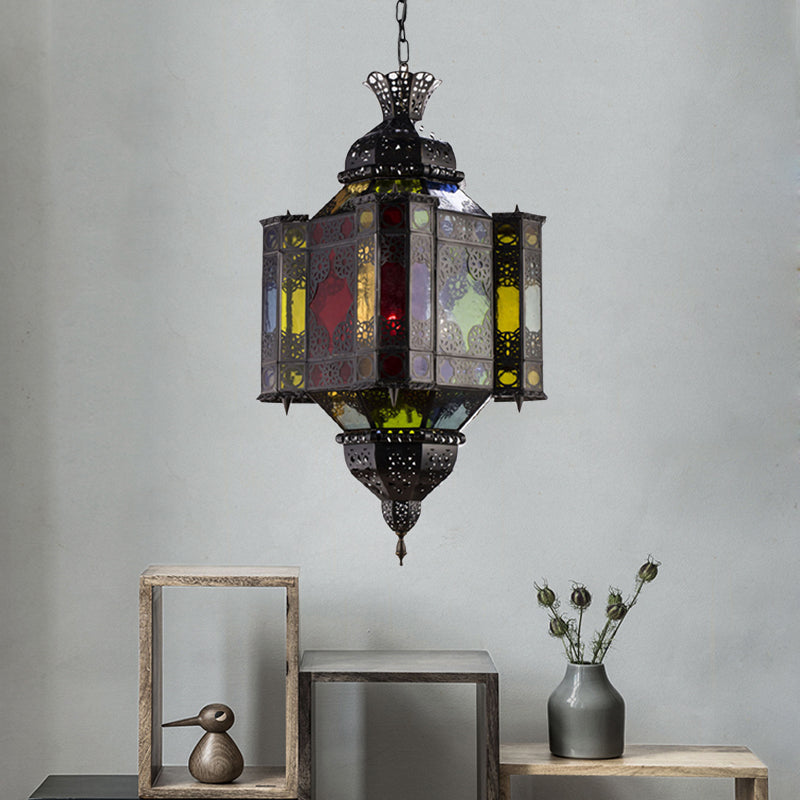Black 8-Light Pendant Lighting Arab Style Metal Castle Chandelier Ceiling Lamp for Living Room