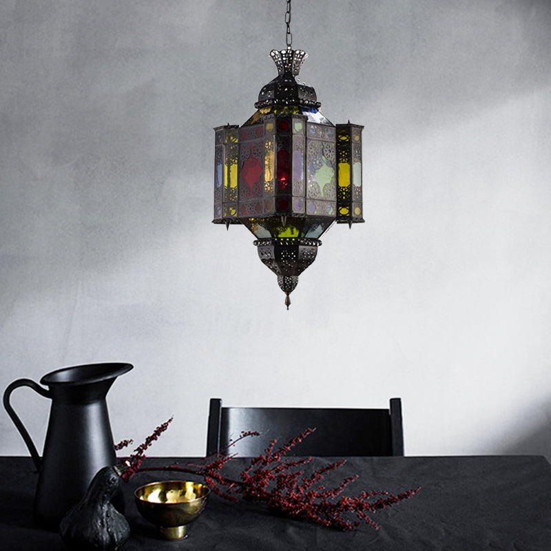 Black 8-Light Pendant Lighting Arab Style Metal Castle Chandelier Ceiling Lamp for Living Room