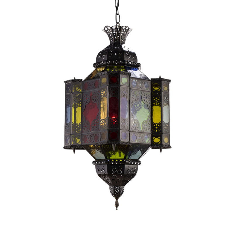 Black 8-Light Pendant Lighting Arab Style Metal Castle Chandelier Ceiling Lamp for Living Room