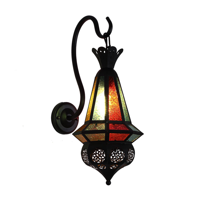Antiqued Cone Wall Mount Lighting 1-Bulb Iron Wall Sconce Lamp in Black for Corner