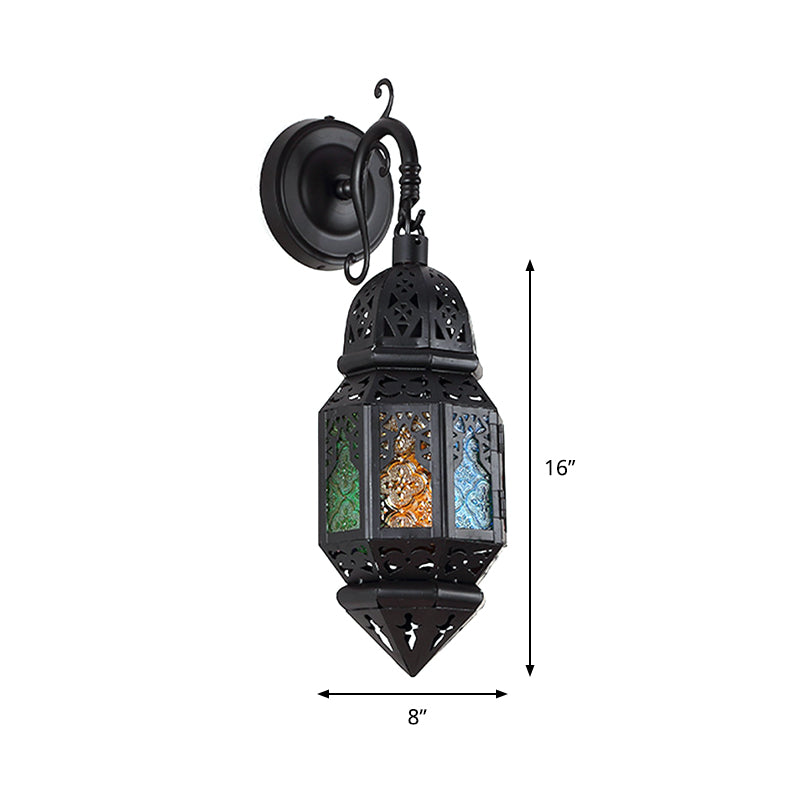 Lantern Metallic Lampenlampenvorrichtung Vintage 1-Licht-Café-Wändebeleuchtung in Schwarz