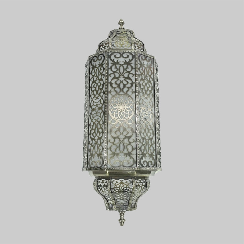 White Glass Half Cylinder Sconce Antiqued 4-Head Restaurant Wall Flush Mount Light