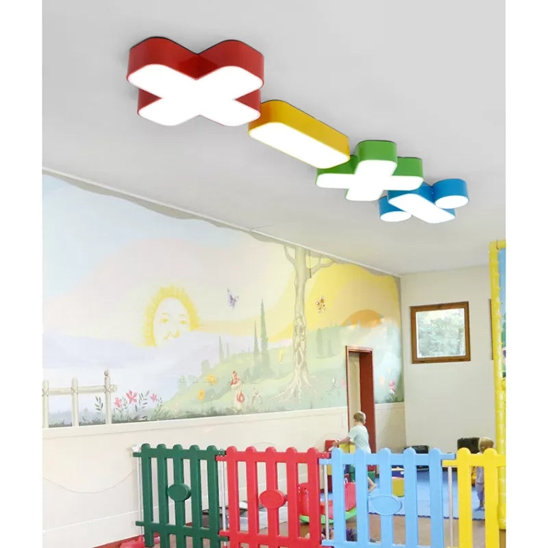 18"/23.5" W Red/Yellow/Blue/Green Symbol Shade Ceiling Light Kids Acrylic Flush Mount Lamp in Warm/White Light