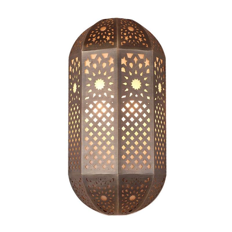 Half-Capsule Metallic Sconce Lighting Antiqued 2 Heads Corridor Flush Wall Mount Lamp in Brass