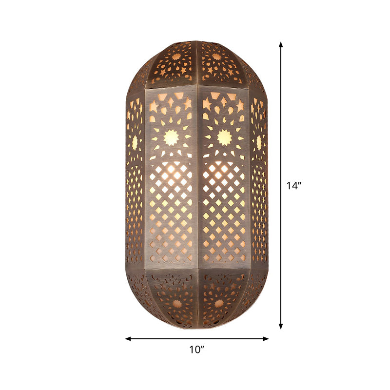 Half-Capsule Metallic Sconce Lighting Antiqued 2 Heads Corridor Flush Wall Mount Lamp in Brass