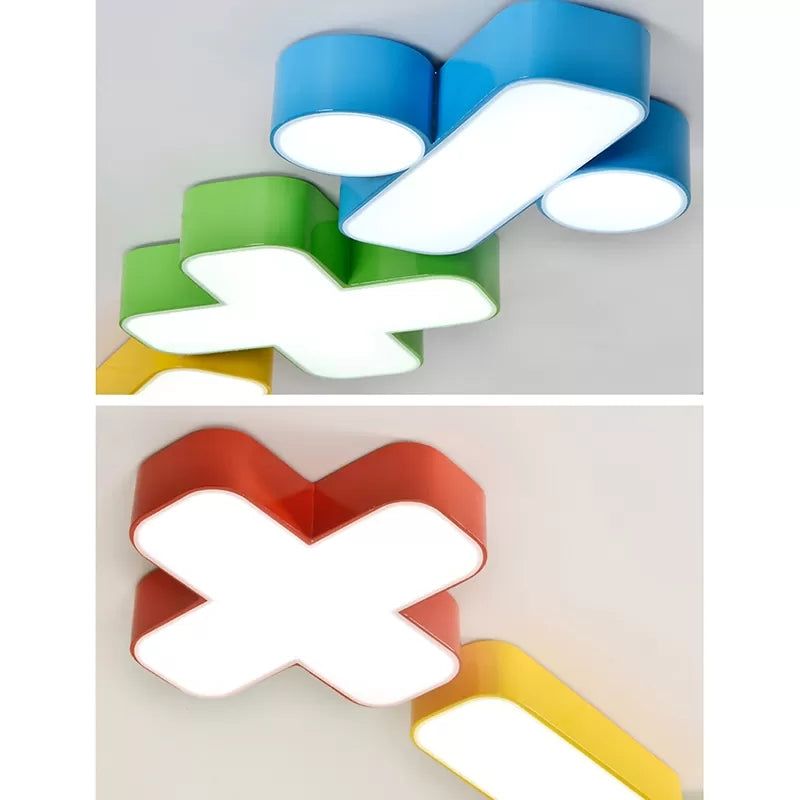 18"/23.5" W Red/Yellow/Blue/Green Symbol Shade Ceiling Light Kids Acrylic Flush Mount Lamp in Warm/White Light