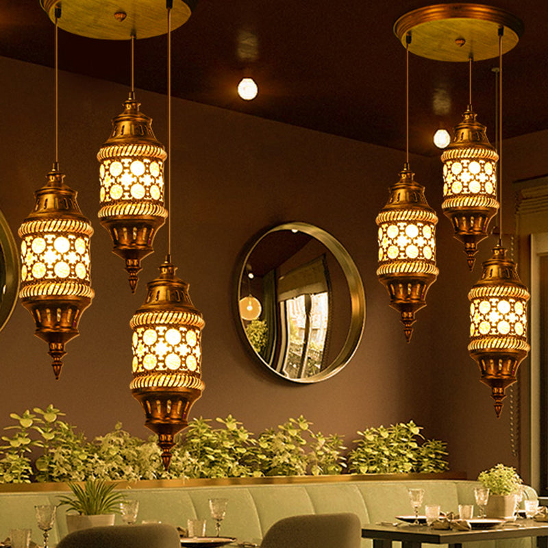 Cylindrical Metal Multi Pendant Light Art Deco 3 Heads Dining Room Ceiling Lamp Fixture in Red/Blue/Yellow