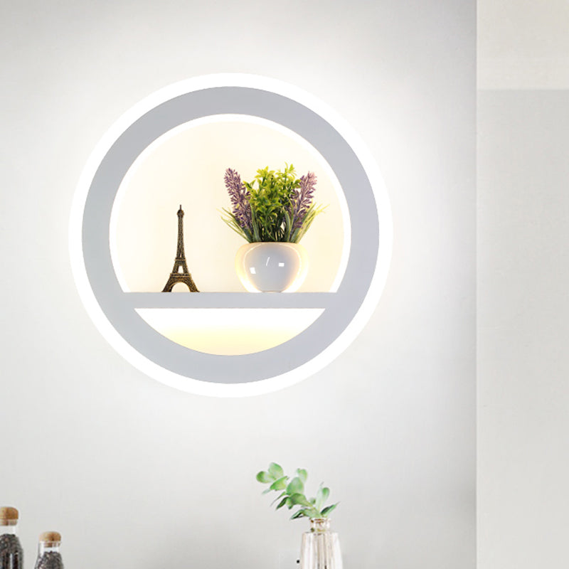 1 Light Circle Appince lampe industrielle en métal blanc LED Plant Mur