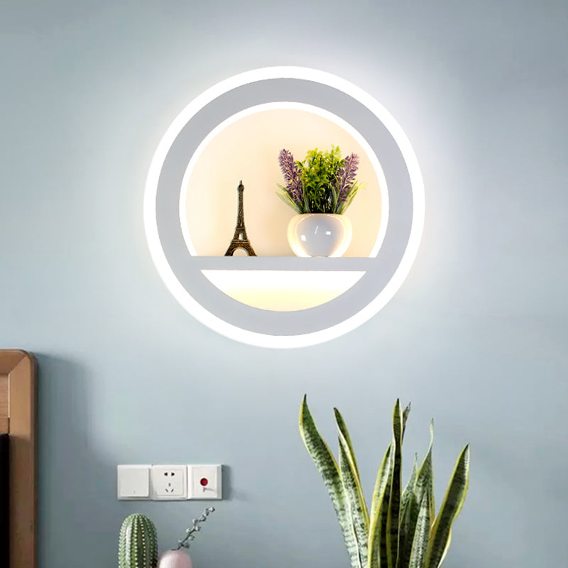 1 Light Circle Appince lampe industrielle en métal blanc LED Plant Mur