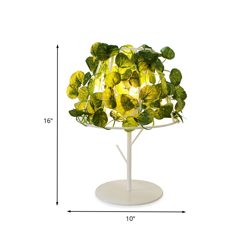 Wit 1 kop nachtkastje verlichting industrieel metaal conische nachttafel licht met plantendecoratie