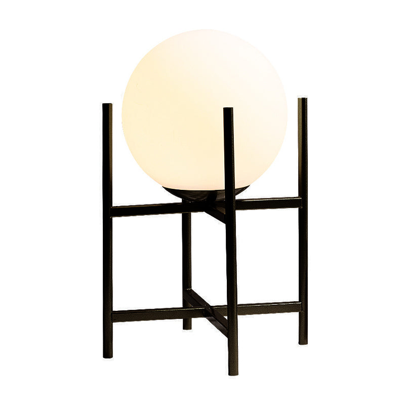 1 hoofdstudie bureaulamp modernisme zwart/goud leesboek licht met bol opaalglasschaduw