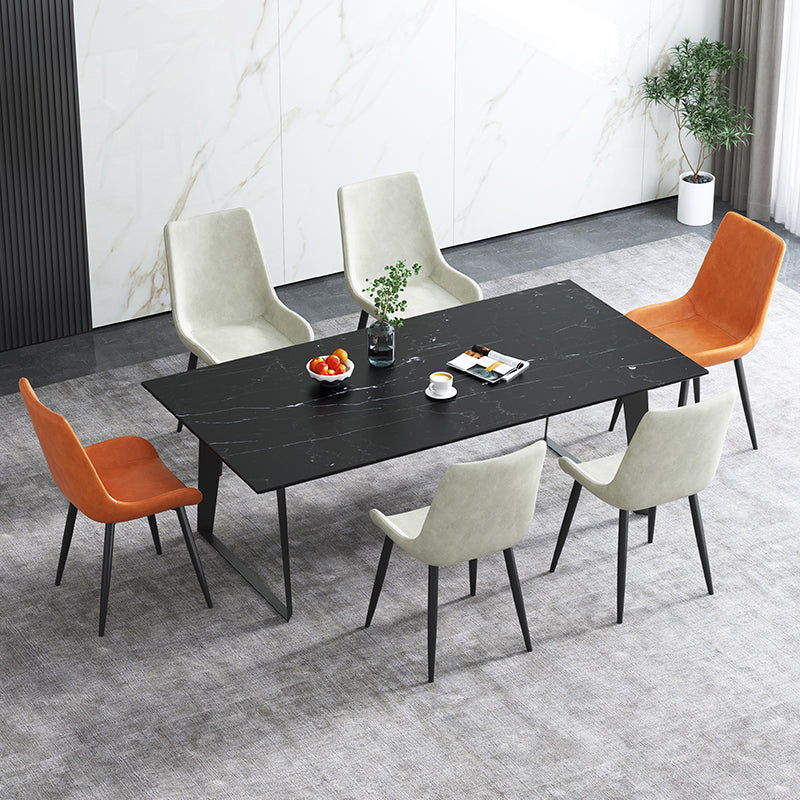 Chaise latérale de salle à manger industrielle en métal, chaise simple sans bras à dossier solide