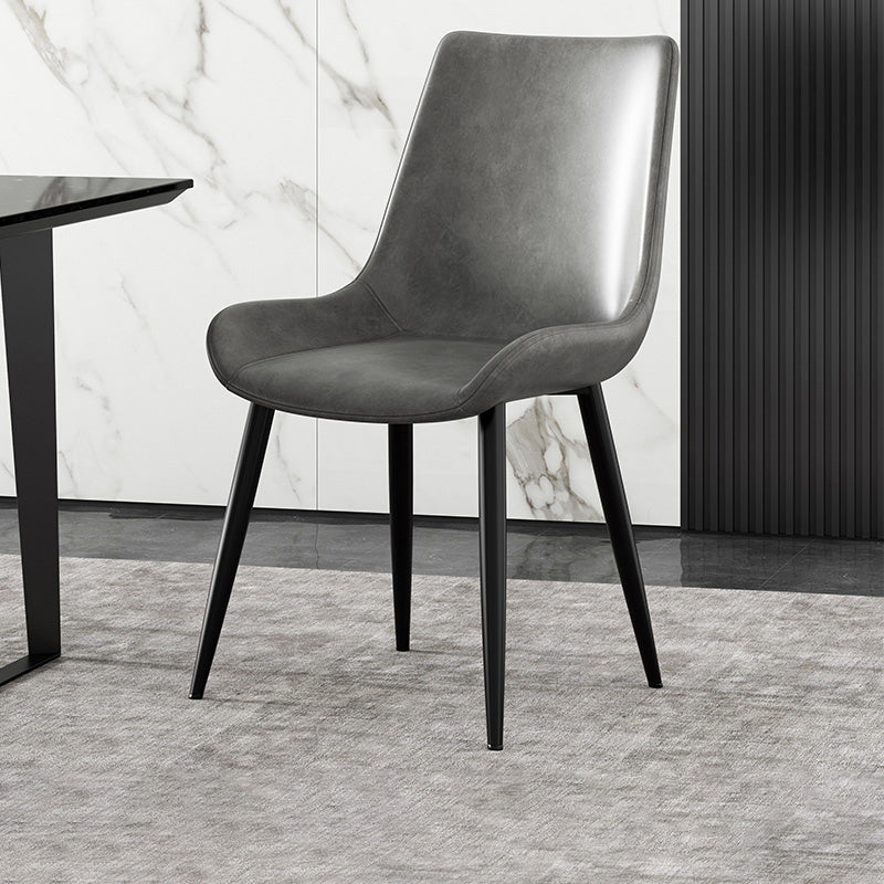 Chaise latérale de salle à manger industrielle en métal, chaise simple sans bras à dossier solide