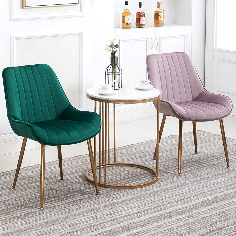 Chaises sans bras de salle à manger en métal nordique, chaise latérale rembourrée pour Restaurant