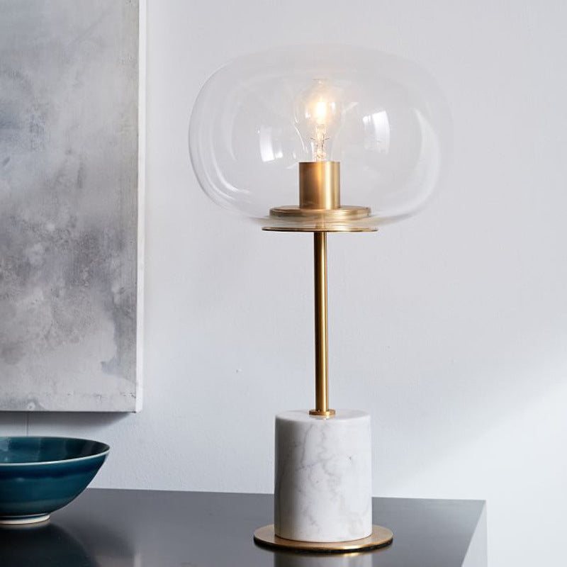 Lampe de table ombrée contemporaine verre transparent 1 bulbe salon lecture livre Light