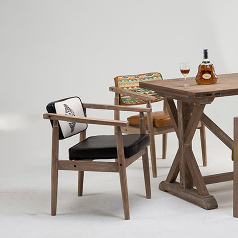 Silla de comedor individual tapizada de madera con respaldo abierto, sillón casero de estilo campestre
