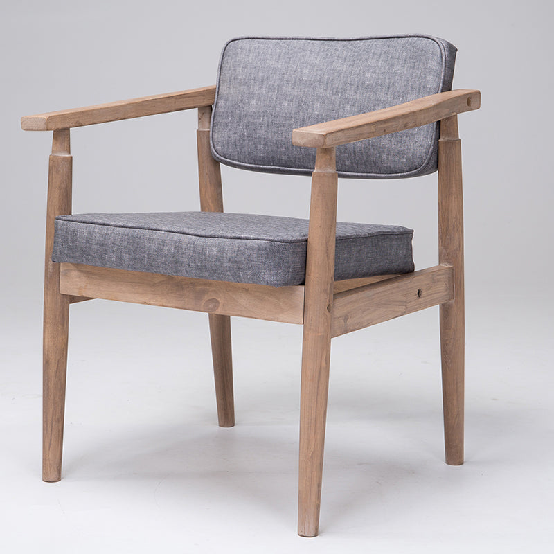 Silla de comedor individual tapizada de madera con respaldo abierto, sillón casero de estilo campestre