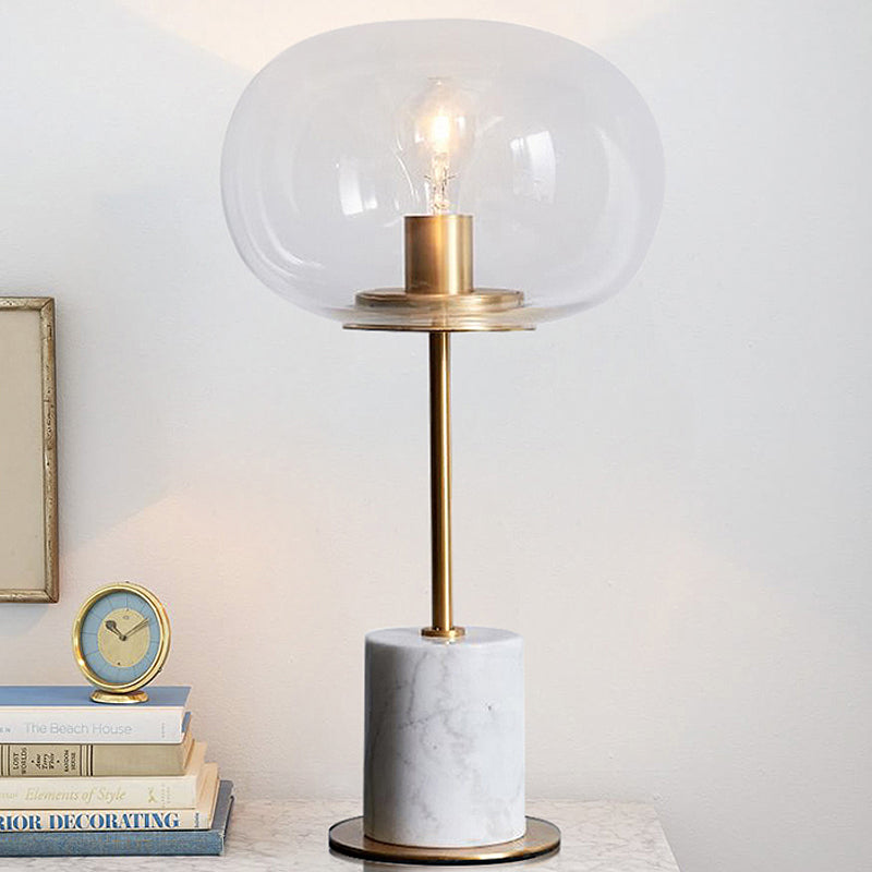 Lampe de table ombrée contemporaine verre transparent 1 bulbe salon lecture livre Light