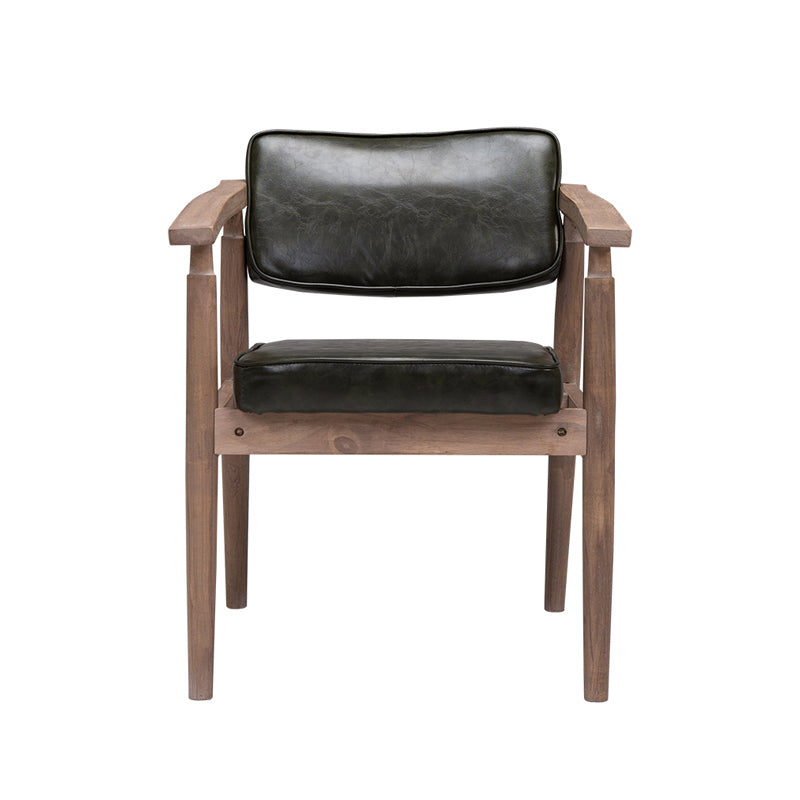 Silla de comedor individual tapizada de madera con respaldo abierto, sillón casero de estilo campestre
