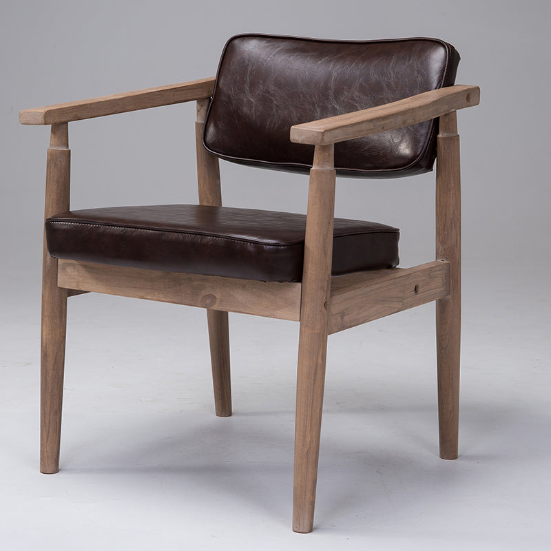 Silla de comedor individual tapizada de madera con respaldo abierto, sillón casero de estilo campestre