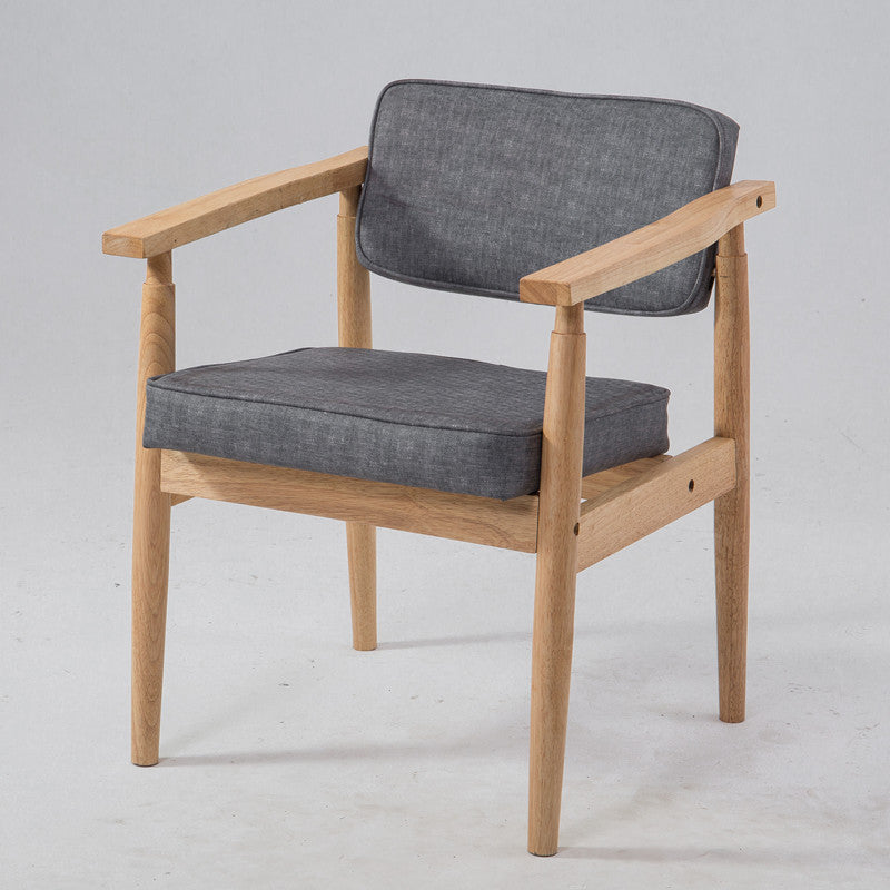 Silla de comedor individual tapizada de madera con respaldo abierto, sillón casero de estilo campestre