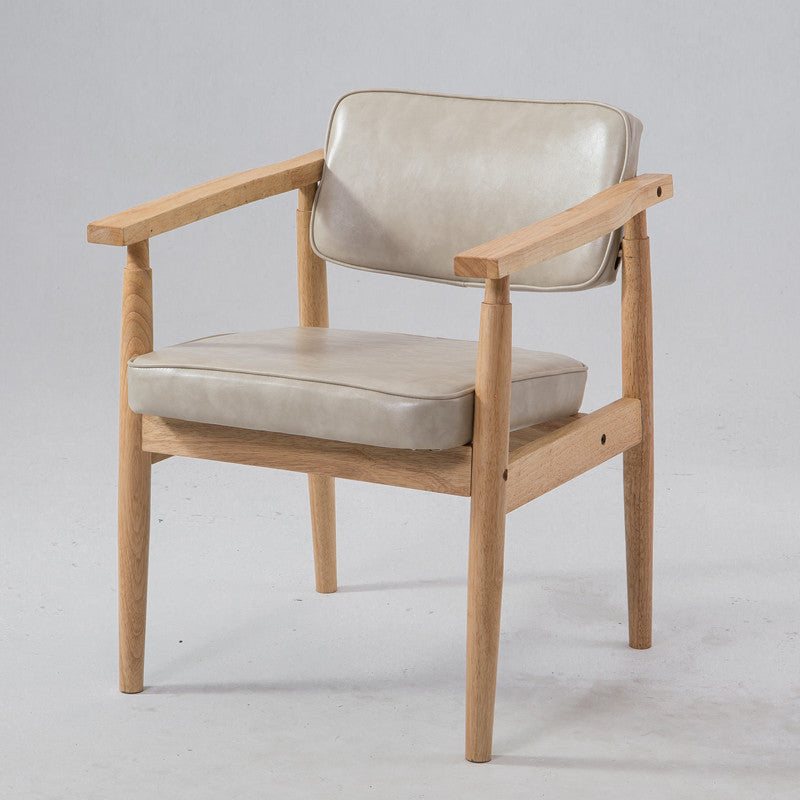 Silla de comedor individual tapizada de madera con respaldo abierto, sillón casero de estilo campestre