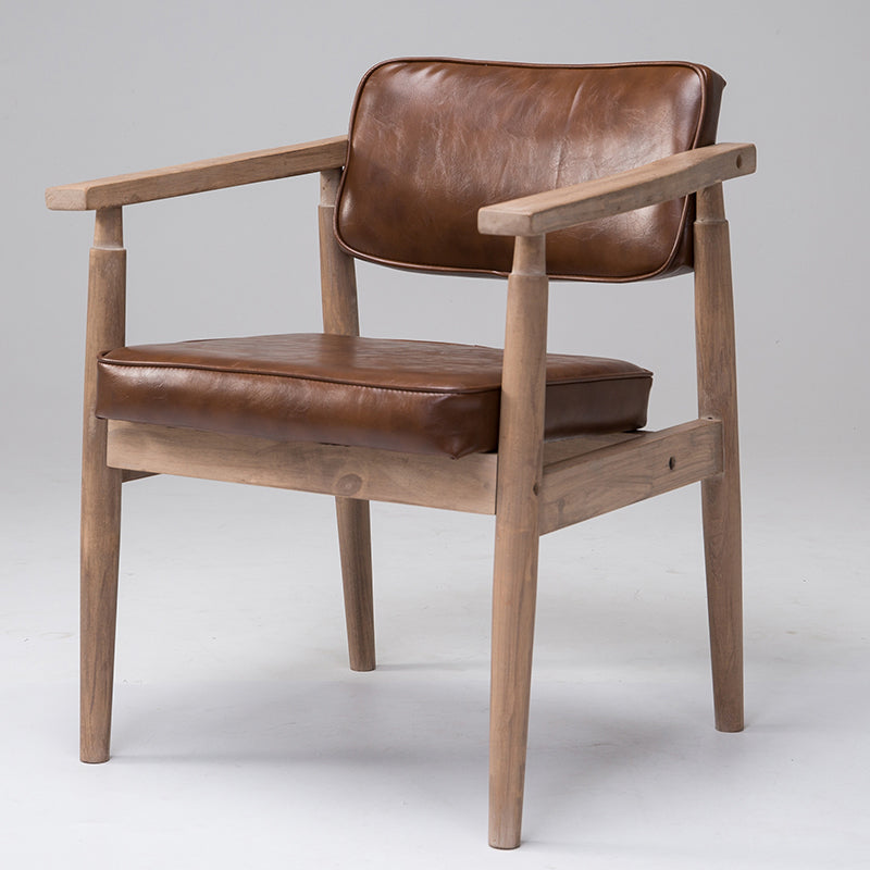Silla de comedor individual tapizada de madera con respaldo abierto, sillón casero de estilo campestre