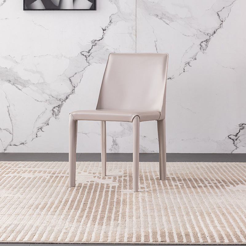 Moderner Restaurant-Beistellstuhl aus Sattelleder, Parsons-Esszimmerstuhl mit mattem Finish (2er-Set)