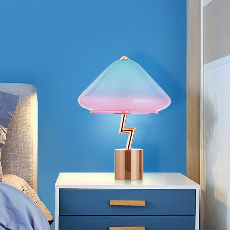 Lámpara de escritorio de champiñones Lámpara de mesa nocturna modernista rosa y azul 1 bulbo de dormitorio