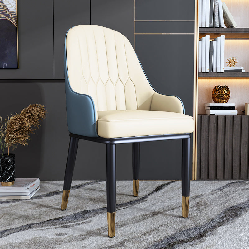 Silla de comedor de metal de estilo escandinavo, silla con respaldo sólido y brazo