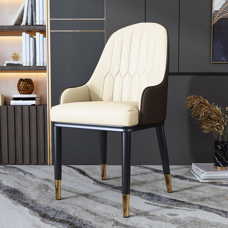 Silla de comedor de metal de estilo escandinavo, silla con respaldo sólido y brazo