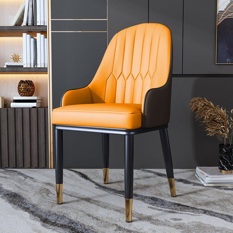 Silla auxiliar de comedor de estilo escandinavo de metal, silla con respaldo sólido acolchado para comedor con brazo