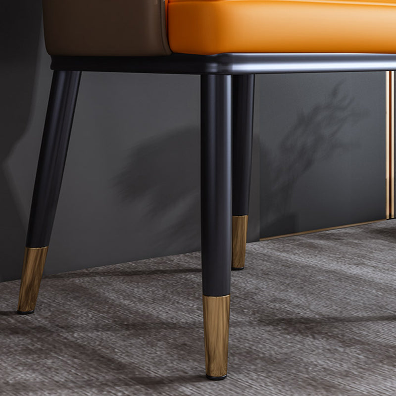 Silla auxiliar de comedor de estilo escandinavo de metal, silla con respaldo sólido acolchado para comedor con brazo