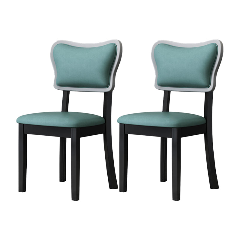 Home Silla auxiliar escandinava Silla de comedor tapizada en madera con respaldo abierto (juego de 2)
