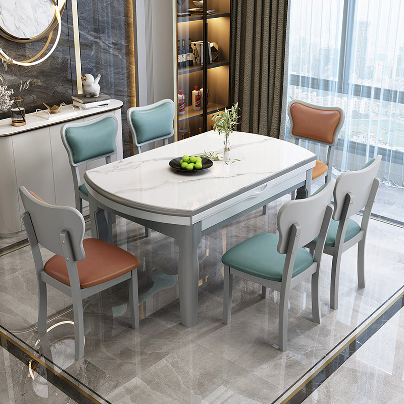 Home Silla auxiliar escandinava Silla de comedor tapizada en madera con respaldo abierto (juego de 2)