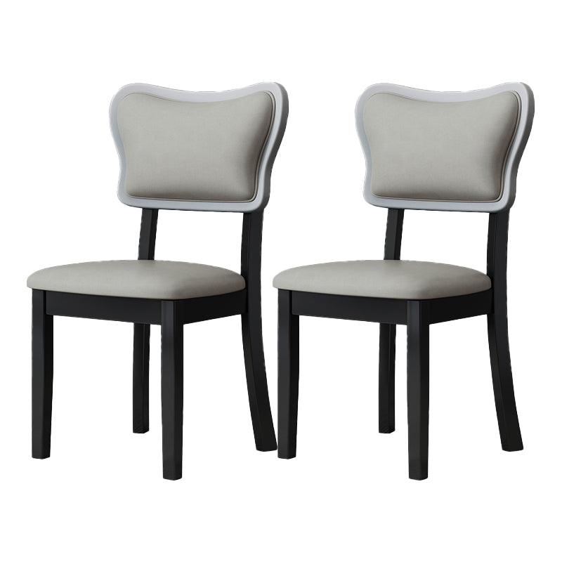 Home Silla auxiliar escandinava Silla de comedor tapizada en madera con respaldo abierto (juego de 2)